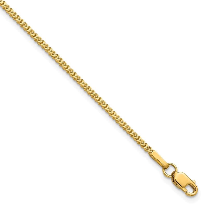 Curata 14k Yellow Gold Dainty 1mm Franco Chain Layering Bracelet - 7" or 8"