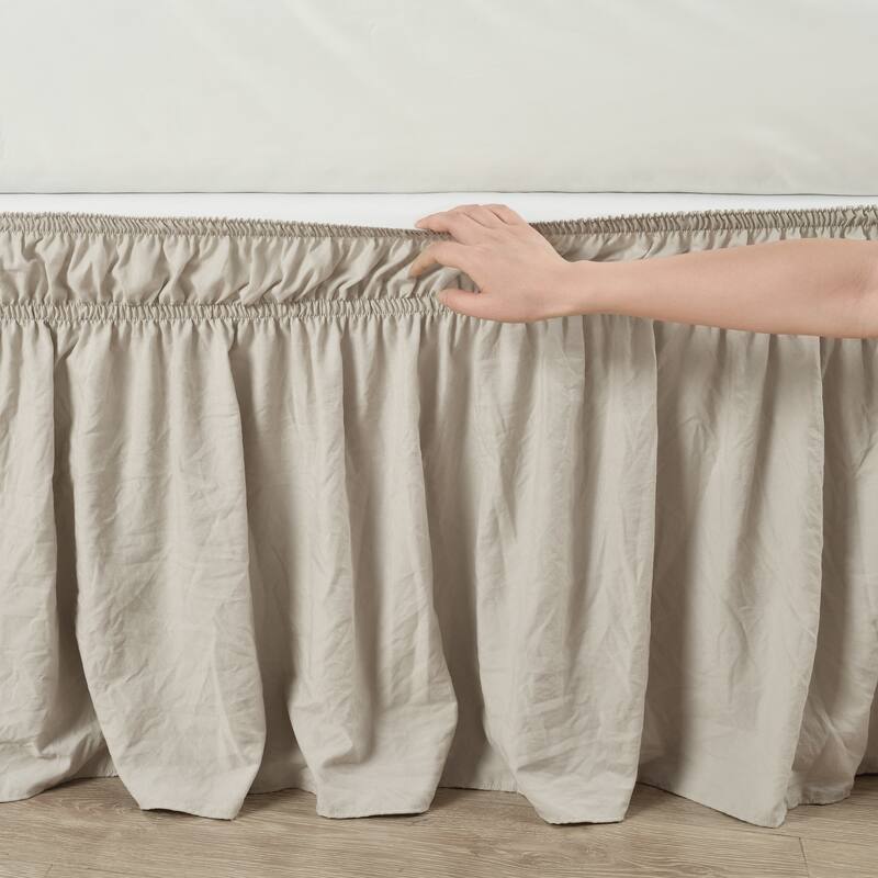 Lush Decor Ruched Ruffle Elastic Easy Wrap Around Bedskirt
