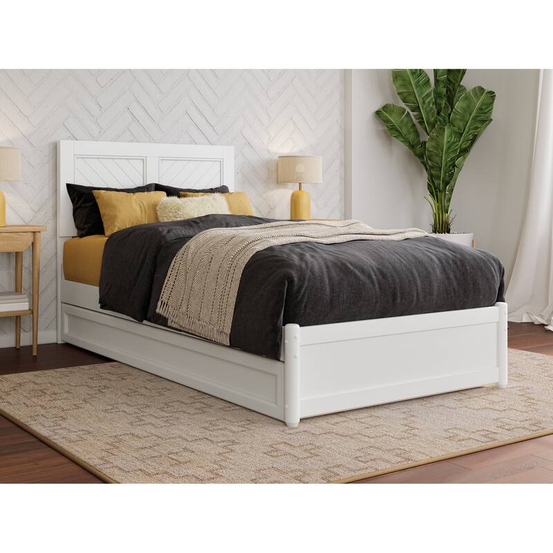 Clayton Platform Bed with Panel Footboard and Twin XL Trundle
