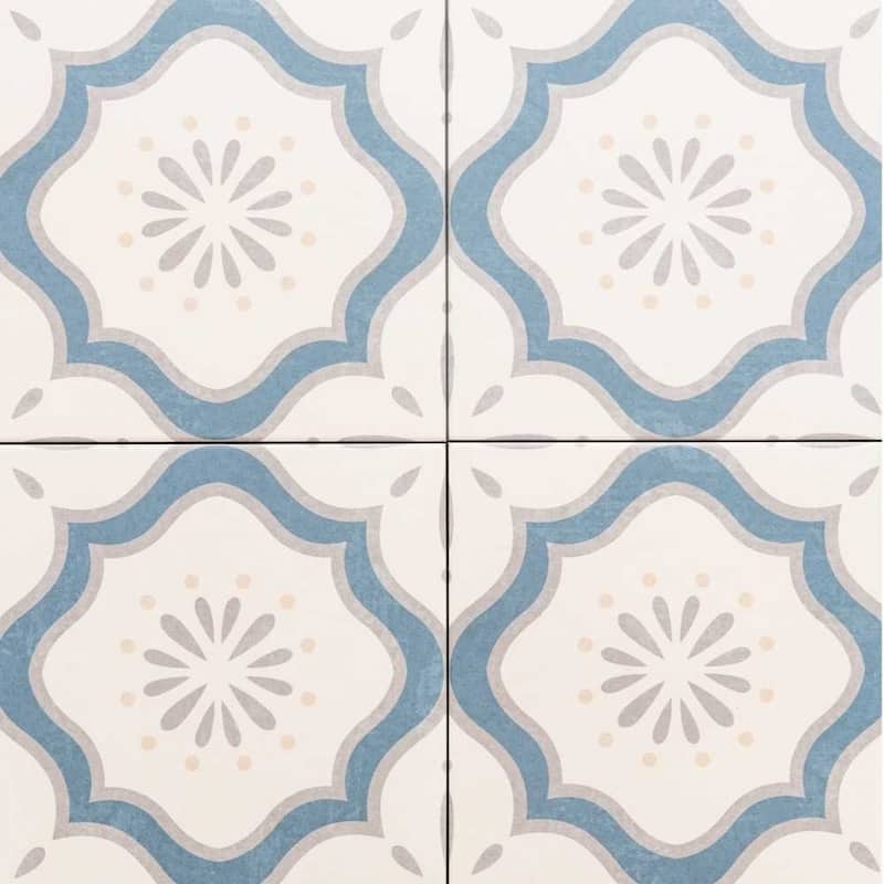 DaVinci Blue 7.9x7.9 Matte Porcelain Encaustic Tile - Floor, Wall, Backsplash