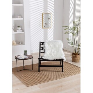 Whitw Rug Chair Solid Wood Frame Chair With White Wool Carpet. Modern Accent Chair ...