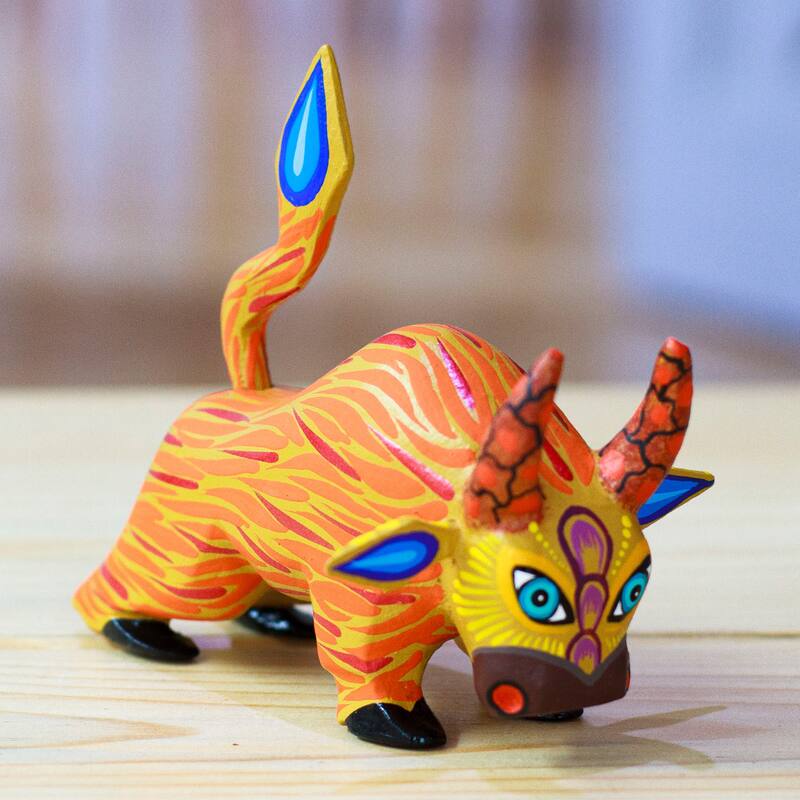 Novica Handmade Flaming Force Wood Alebrije Figurine