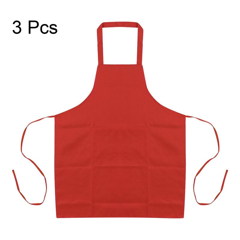 3pcs Kitchen Cooking Aprons 75x65cm Polyester Art Apron - 75cmx65cm