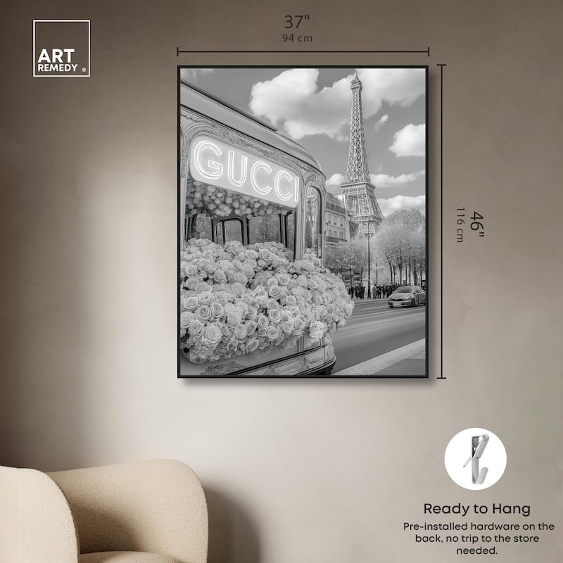 Dreamy Fashion Bus Noir Canvas by Art Remedy