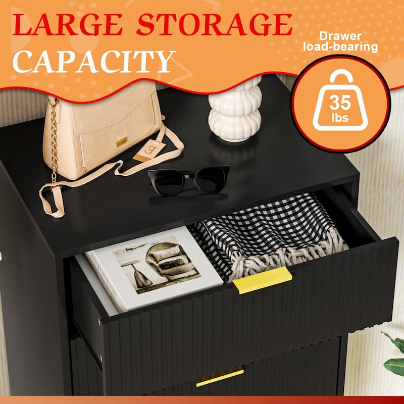 FURNIWAY Fluted Drawer Dresser for Bedroom