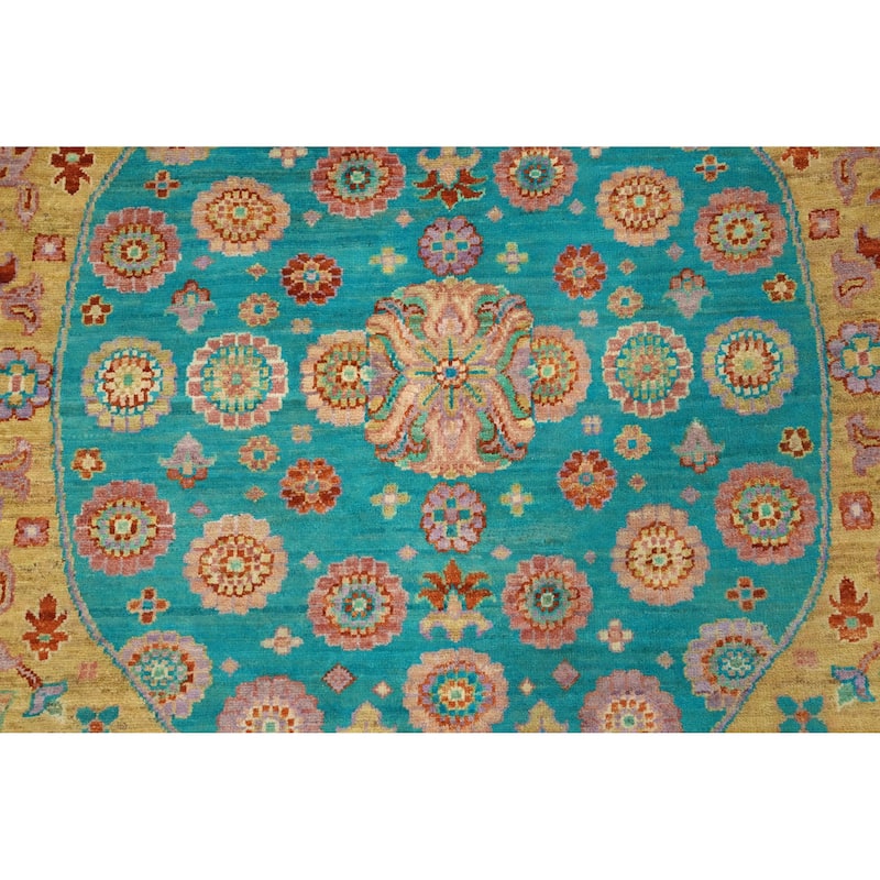 Hand Knotted Oriental 100% Wool Carpet Traditional Floral Yellow & Gold Ziegler Area Rug - 9' 9'' X 8' 0''