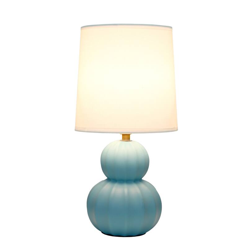 Stacked Double Gourd Ceramic Table Lamp with Tapered Shade - 12.5" - Blue