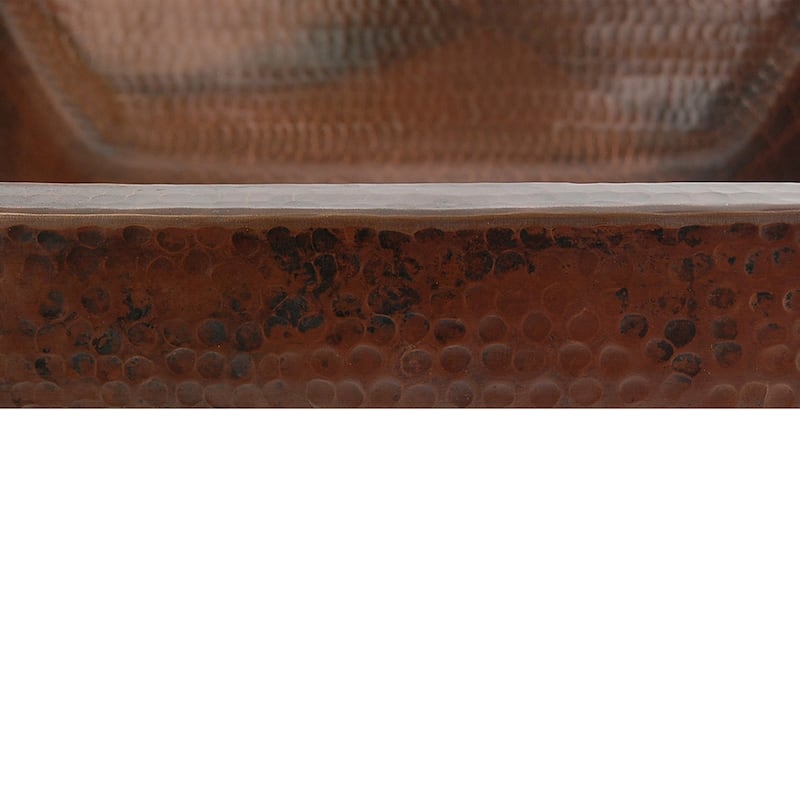 19-in Rectangle Skirted Vessel Hammered Copper Sink (VREC19SKDB)