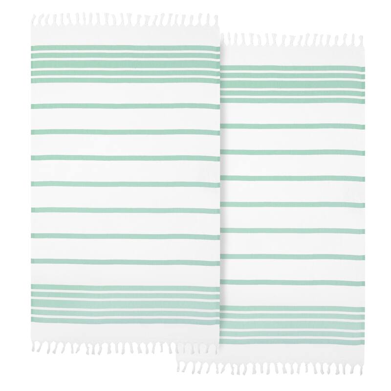 Authentic Hotel and Spa Turkish Cotton Herringbone Pestemal Beach Towel (Set of 2)