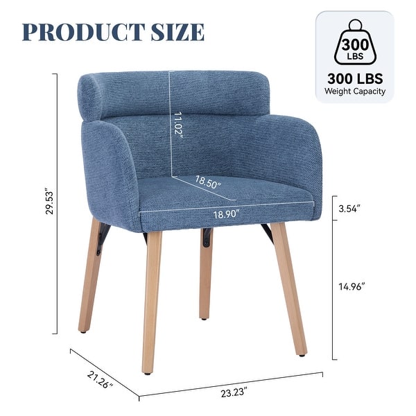 dimension image slide 0 of 3, Modern Upholstered Solid Wood Dining Chair With Arms (Set of 2)
