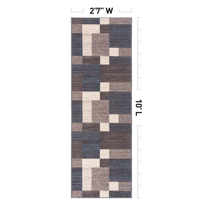 World Rug Gallery Modern Boxes Design Non-slip (Non-skid) Area Rug