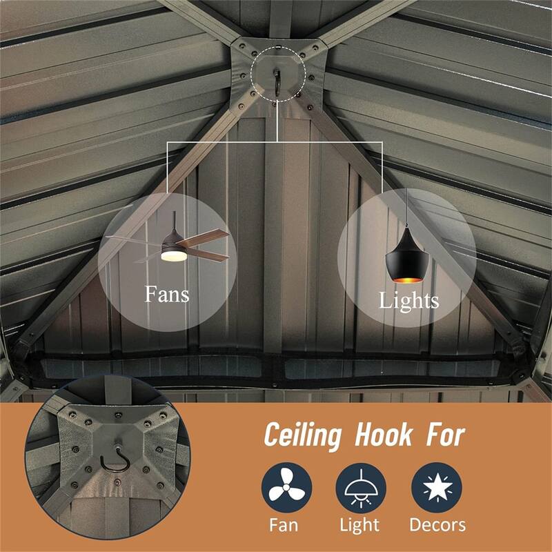 12' X 12' Hardtop Aluminum Gazebo with Galvanized Double Roof Canopy