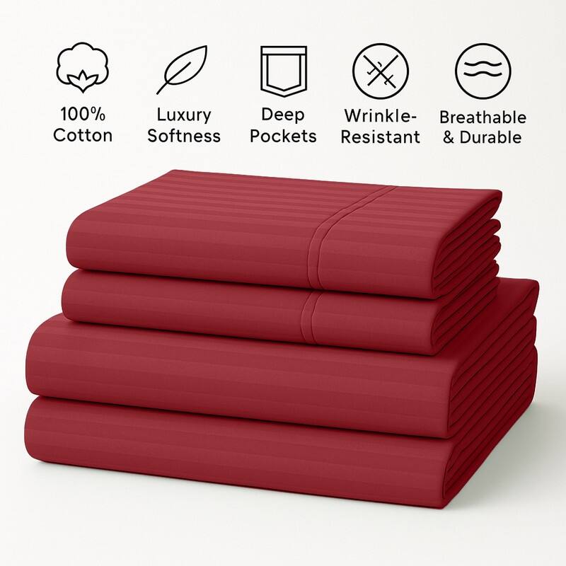 Premium Breathable Cotton Deep Pocket Sheet Set Hotel-Quality Comfort
