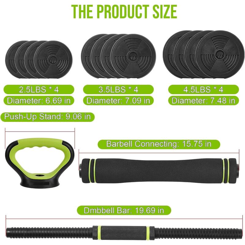 4 in 1 44lbs Adjustable Weight Dumbbell Kettlebell Set for Home Gym - 44lbs