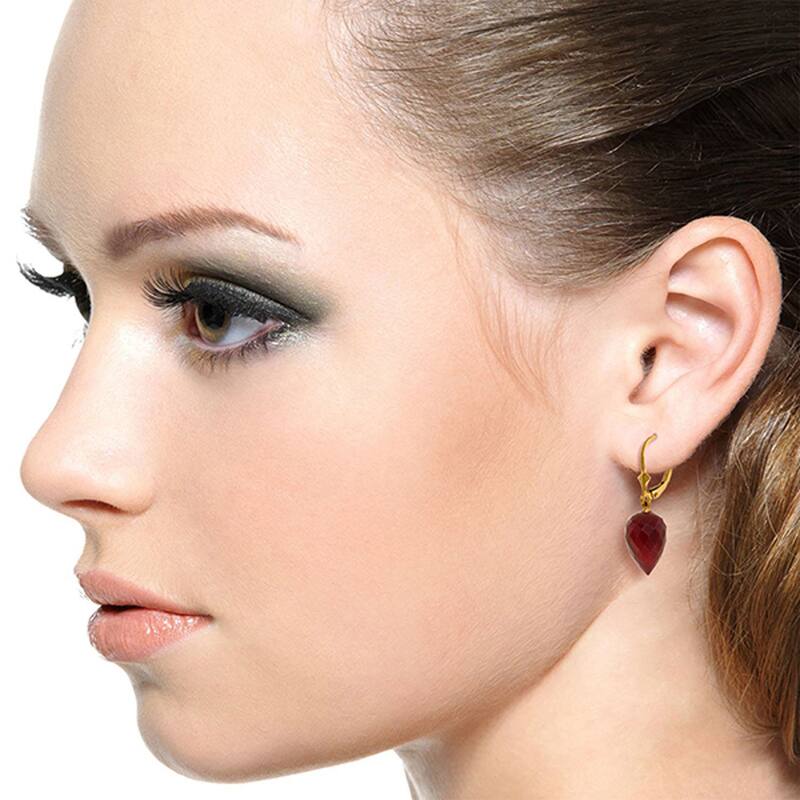 26.1 Carat 14K Solid Gold Drop Briolette Ruby Gemstone Earrings