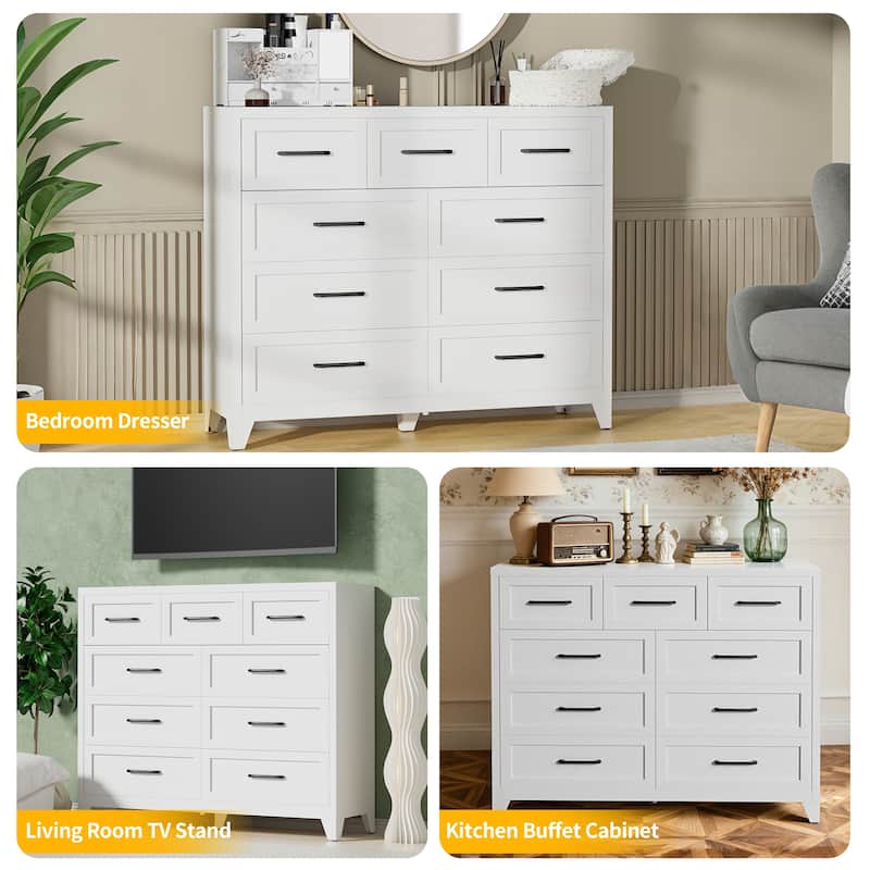 Bedroom Dresser Metal Storage Cabinet with Drawers, Space-Saving Chest of Drawers for Bedroom Living Room Entryway