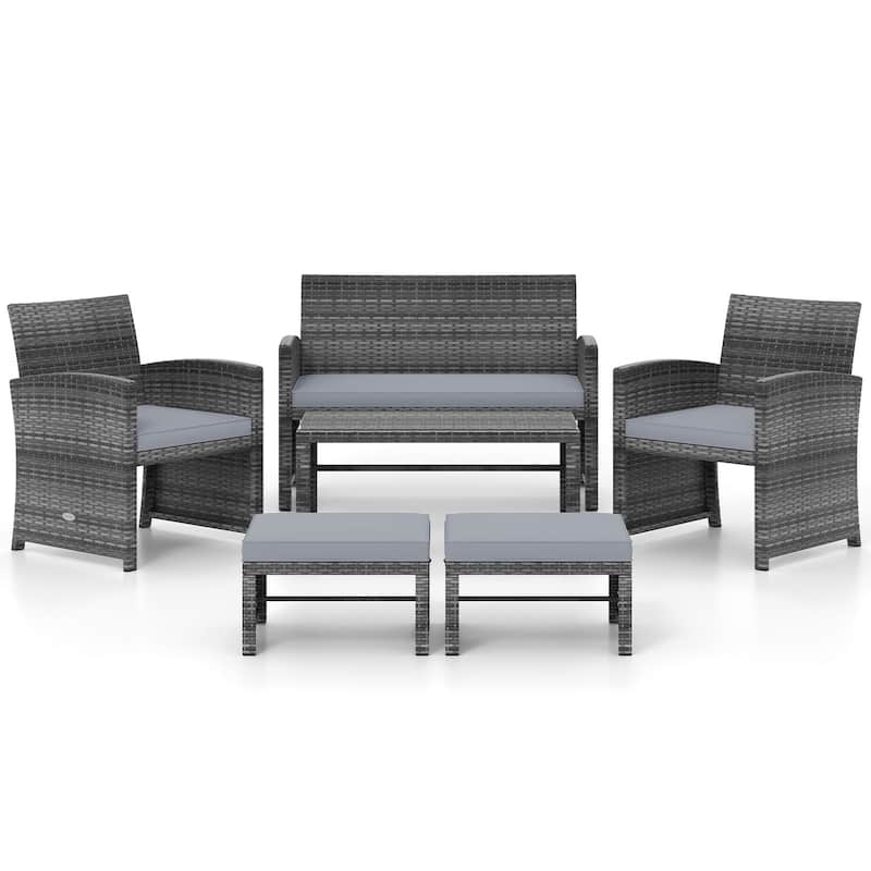 Costway 6PCS Patio Furniture Set Outdoor Sectional Conversation PE - See Details