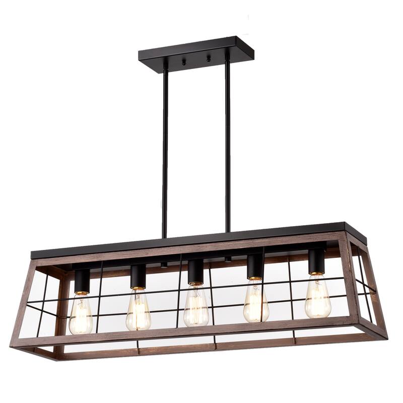5-light Ancient Wood Linear Island Fixture