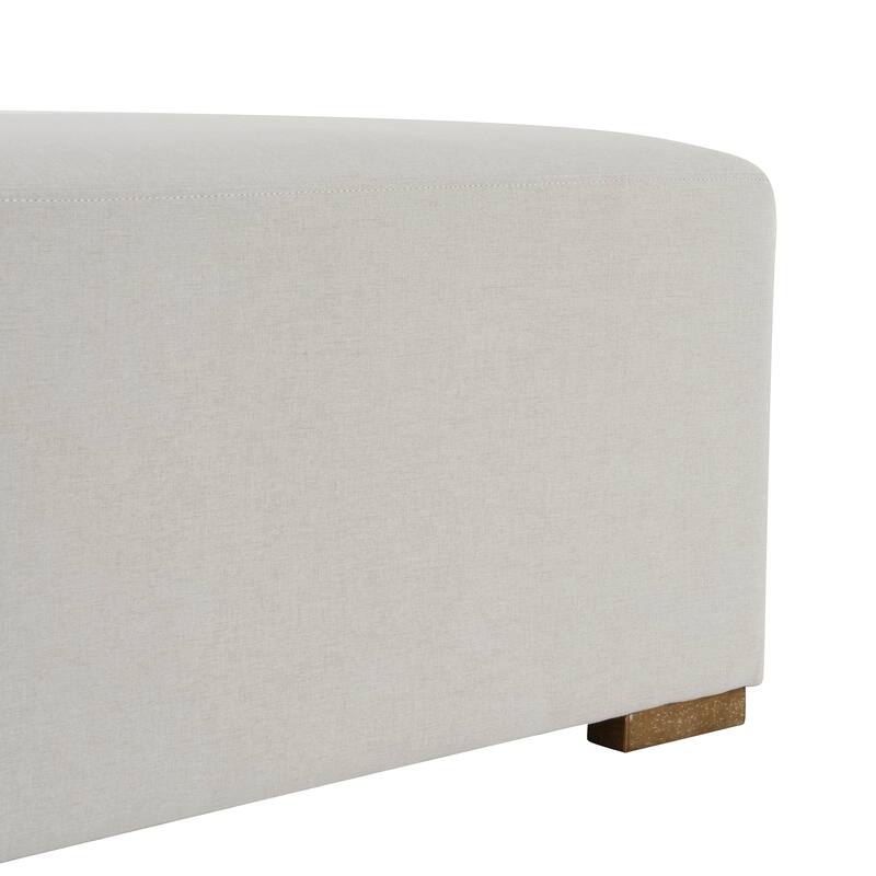 Roomfitters Long White Fabric Ottoman Bench, 17 Inch Height, Modern Nordic Style