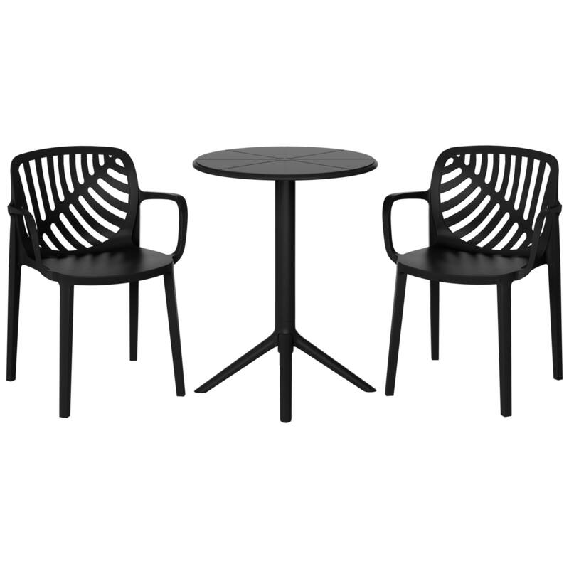 Frond and Form 2-Person Outdoor Round Bistro Dining Set - Black
