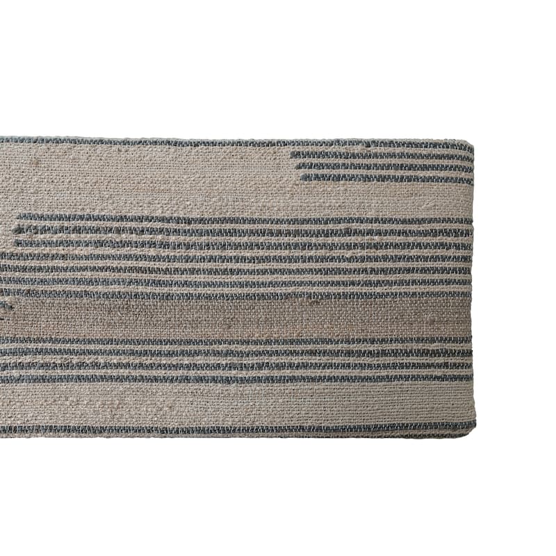 Woven Jute and Cotton Dhurrie Bench with Oak Wood Legs