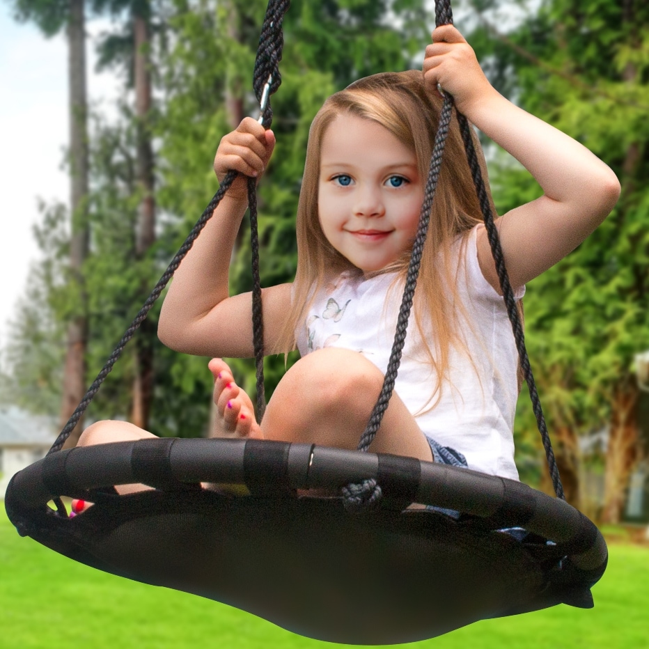 Spinner Swing – Kids Round Mat Swing – Great for Tree, Backyard, Playground [New Improved 2020 Design!] (24" Mat Seat)