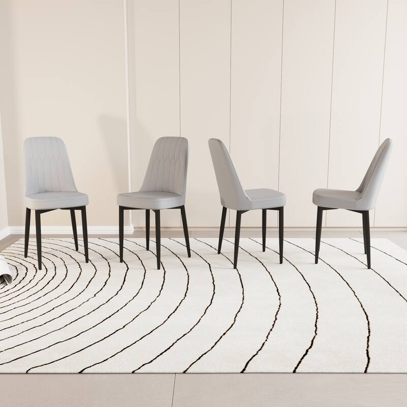 Dining Chairs Set of 4, Faux Leather Upholstered Dining Chairs with Metal Legs for Kitchen/Living Room/Restaurant