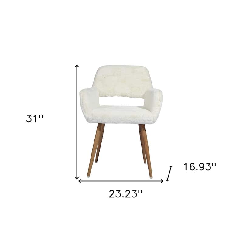 HomeRoots 23" White And Brown Faux Fur Arm Chair - 23.23' X '31' X '16.93