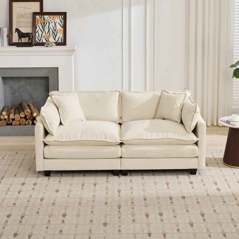 Cloud Sofa LoveSeat (Ottoman is not included), Modern Sectional Couch, Comfy Double Layer Upholstered Seat Cushion