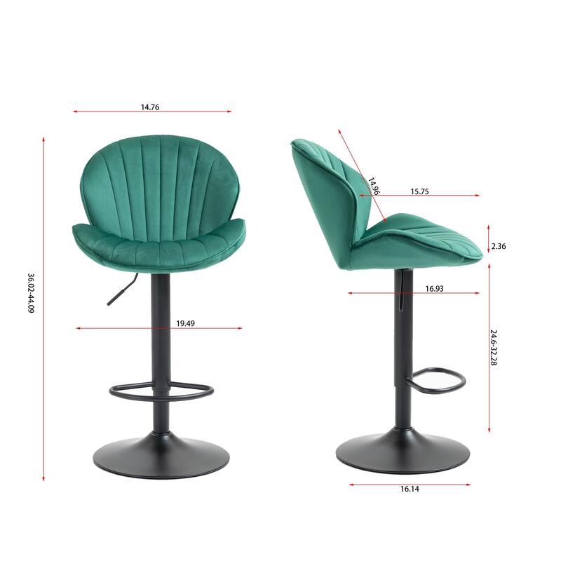 2 Adjustable Barstools with Back and Footrest, Counter Height Bar Chairs - N/A