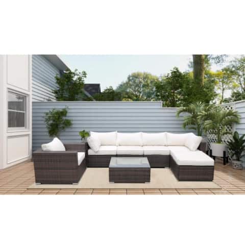 Lawn Garden Wicker Rattan Patio Sectional 7 pieces Furniture