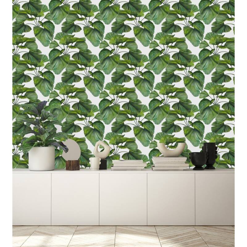 Green Leaves Wallpaper Peel and Stick and Prepasted - Bed Bath & Beyond