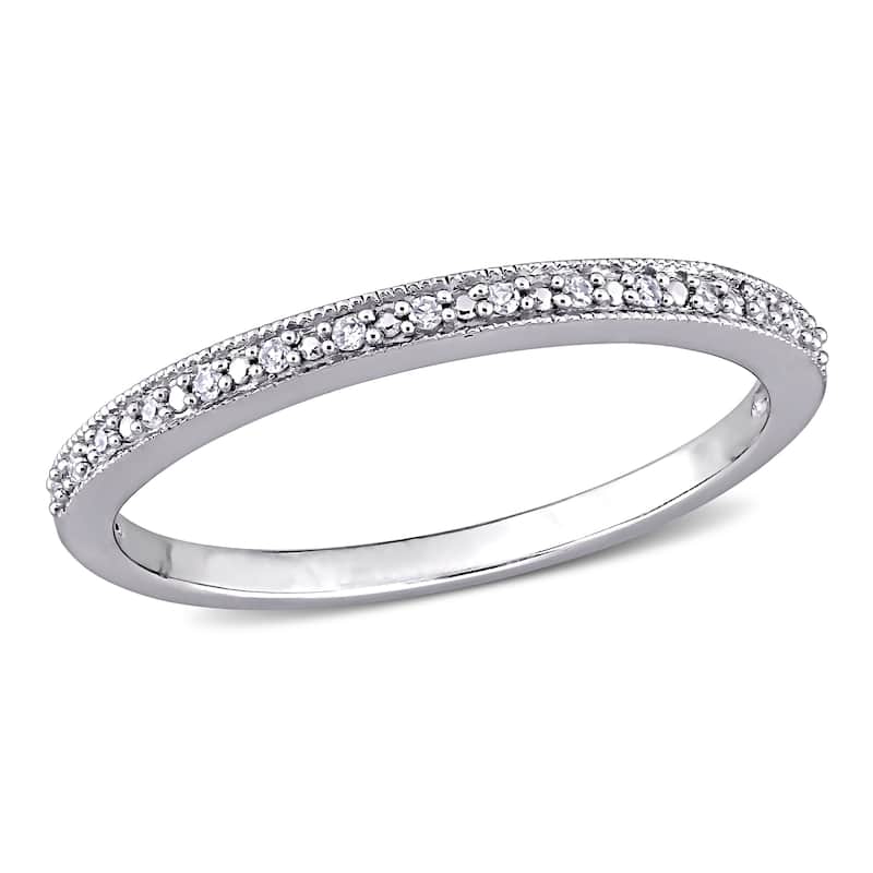 Miadora 10k White Gold Diamond Accent Stackable Wedding Band Ring