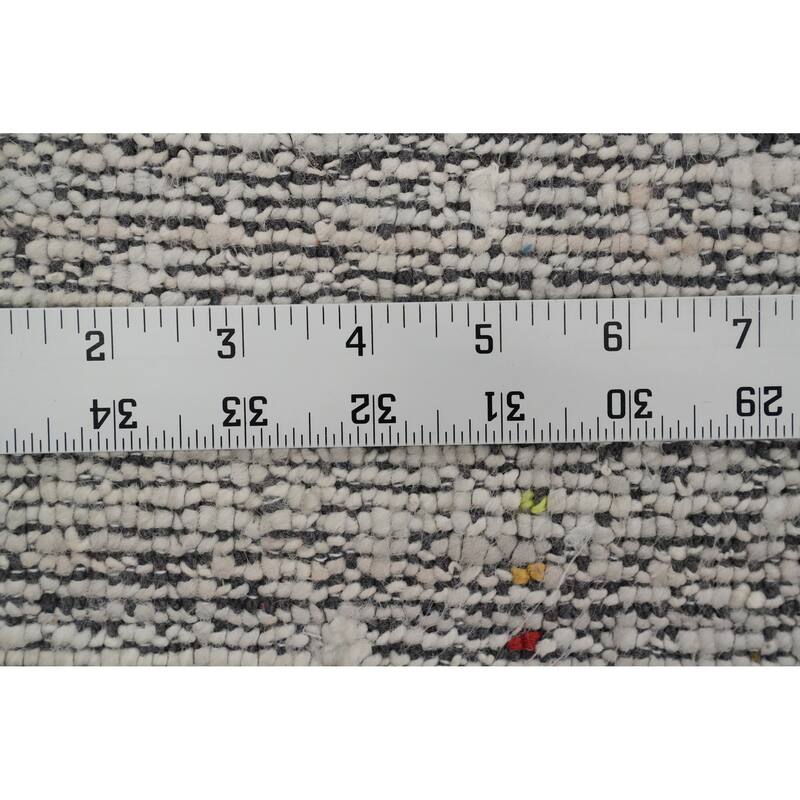 Hand Knotted Oriental Viscose Silk Carpet Tribal Animal Pictorial Greys & Charcoal Gabbeh Area Rug - 8' 8'' X 6' 2''
