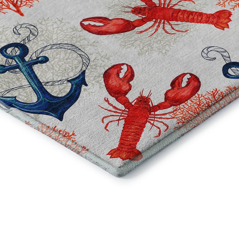 Premium Washable Super Soft Anchor Lobster Coastal Mayfield Rug
