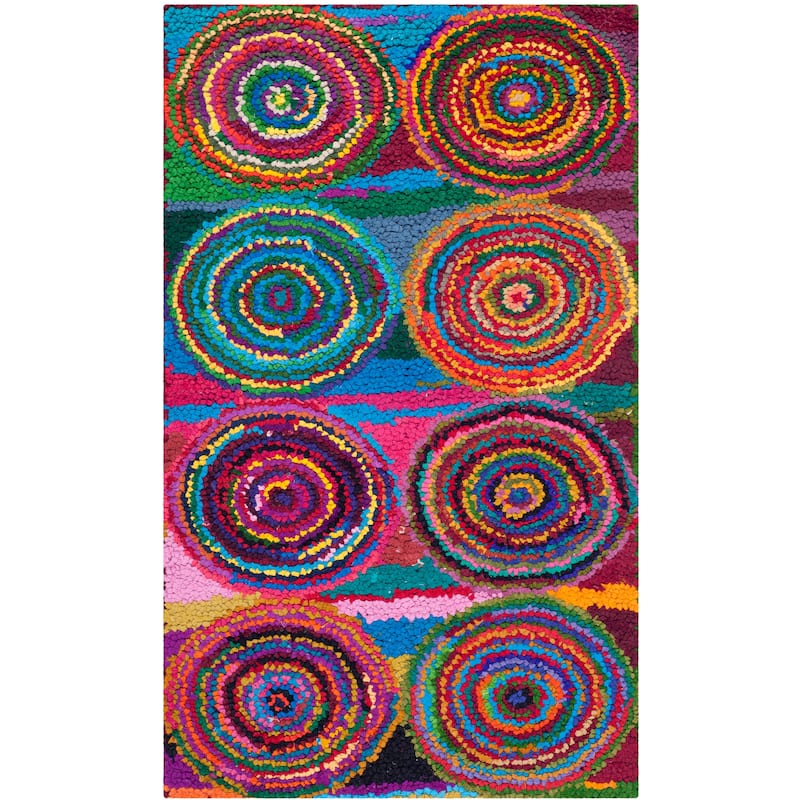SAFAVIEH Handmade Nantucket Siegtraud Contemporary Cotton Rug - 2' x 3' - Pink/Multi