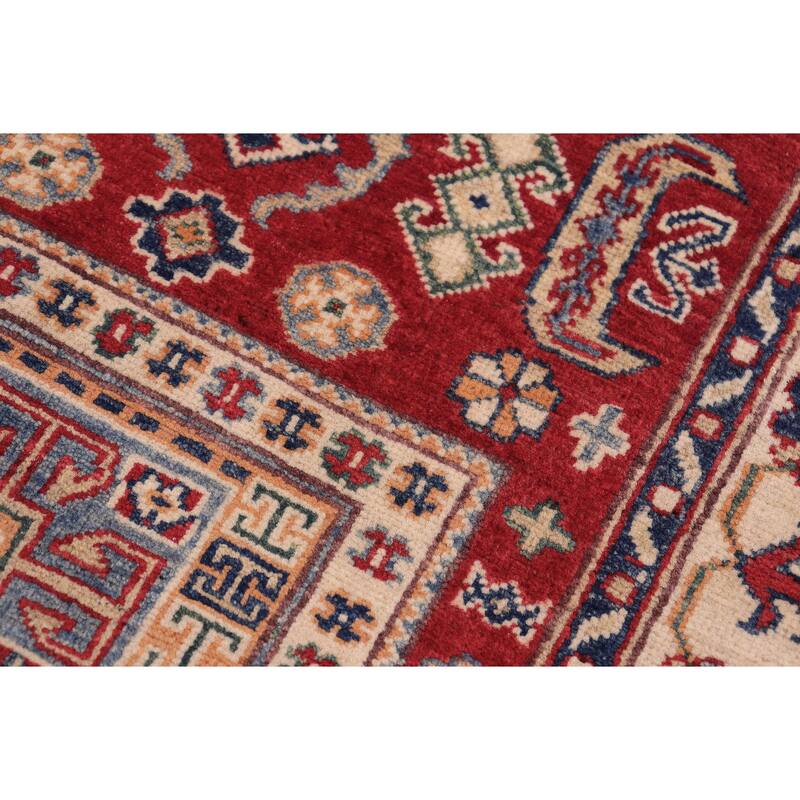 Rustic Kazak Erick Red/Beige Wool Rug - 3'1'' x 5'0''