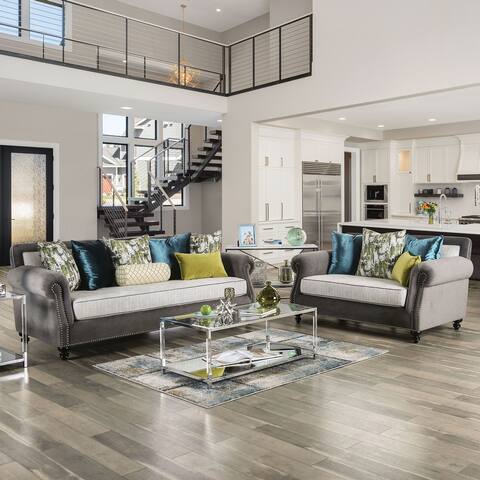 Furniture of America Brin Traditional Grey 2-piece Living Room Set