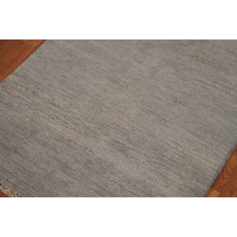Hand Knotted Oriental 100% Wool Carpet Modern Modern Greys & Charcoal Gabbeh Area Rug - 4' 0'' X 2' 7''