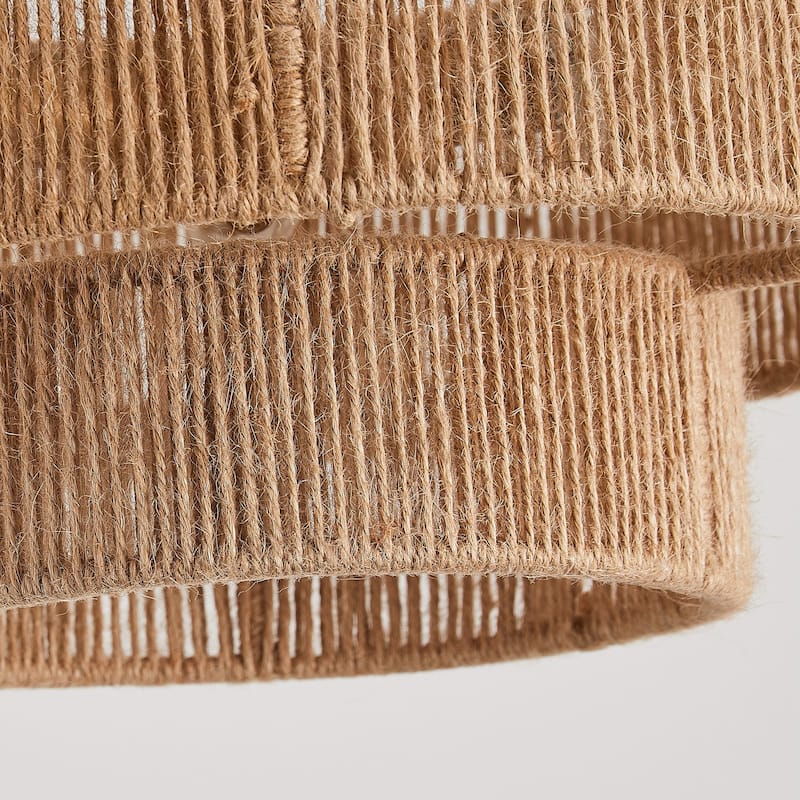 3-Light Coastal Jute Semi-Flush Mount Ceiling Light