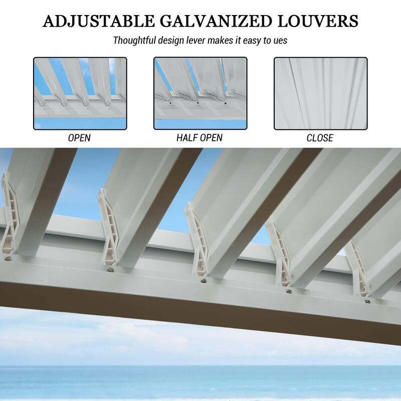 10 x 10 ft Aluminum Louvered Pergola with Adjustable Roof