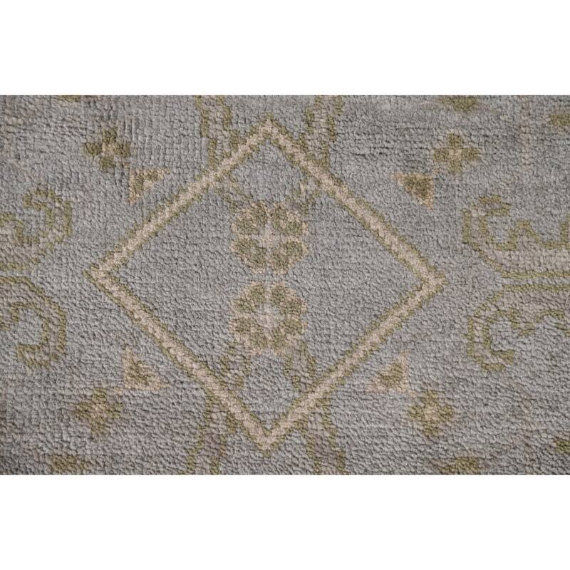 Blue All-Over Oushak Oriental Runner Rug Handmade Wool Carpet - 4'1" x 19'3"