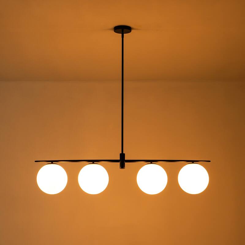 4 - Lights Modern Linear Globe Chandelier Kitchen Island Pendant Light