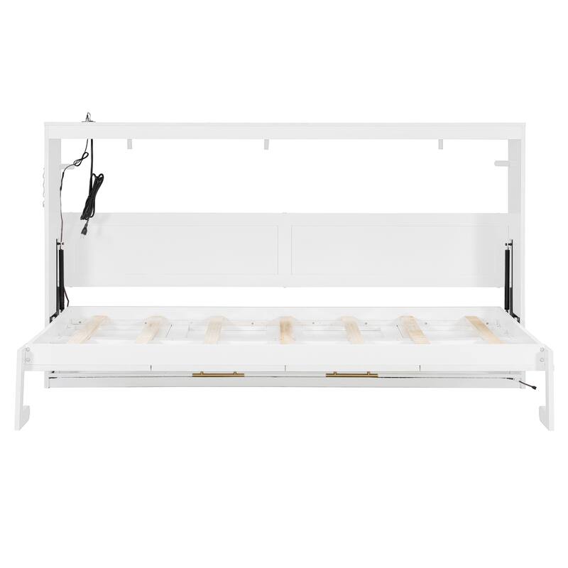 Side-Folding Printed Murphy Bed with LED and USB