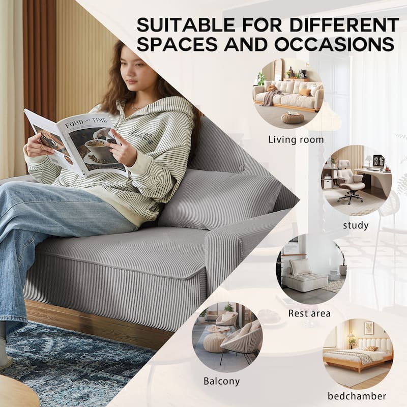 4-Piece Corduroy Living Room Sectional Sofa Set with Loveseat and Chair