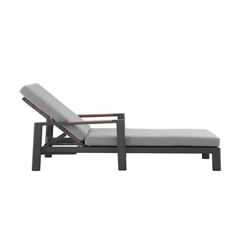 Arlo Teak & Wicker Aluminum Dual-Use Outdoor Chaise Lounge (Set of 2)
