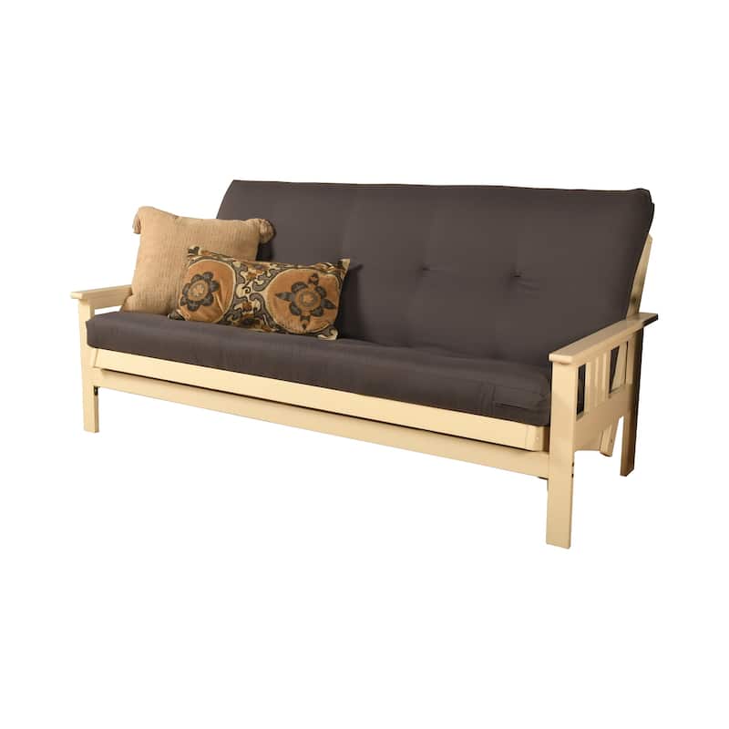 Somette Monterey Full-size Futon Set in Antique White Finish with Twill Gray Mattress