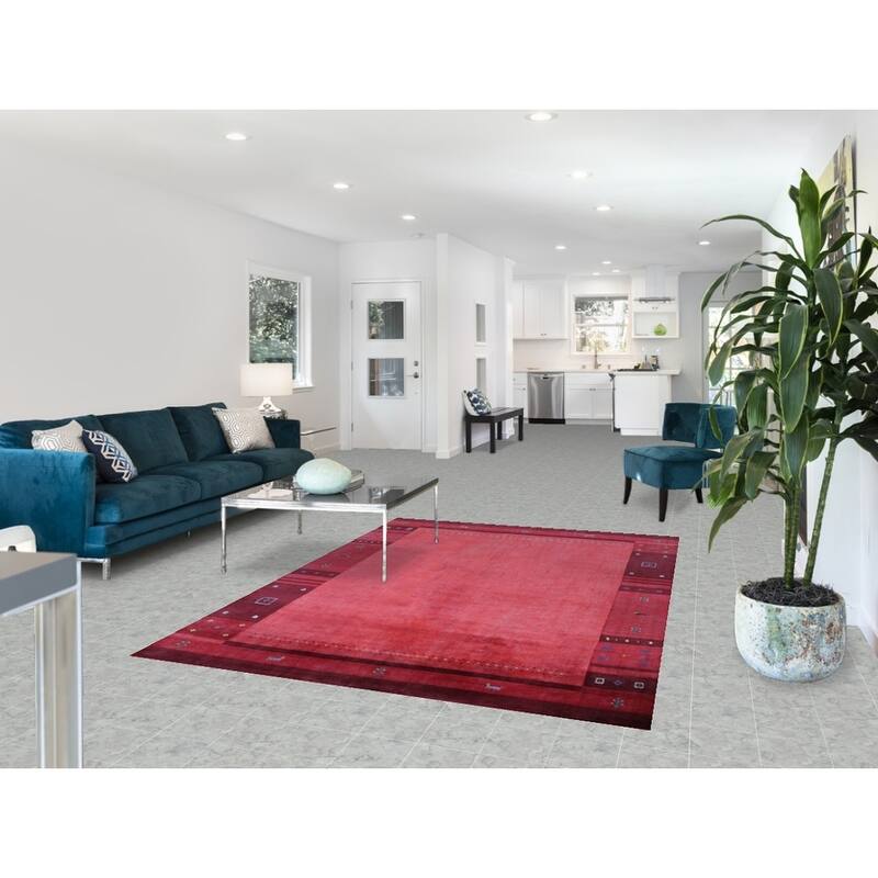 Animals Pink Gabbeh Indian Area Rug Hand-Knotted Wool Carpet - 5'3" x 7'7"