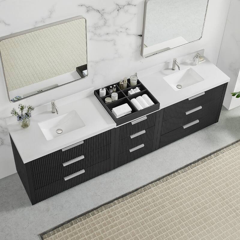 Santarem Double Vanity with Pure White Quartz Stone Top without Mirror