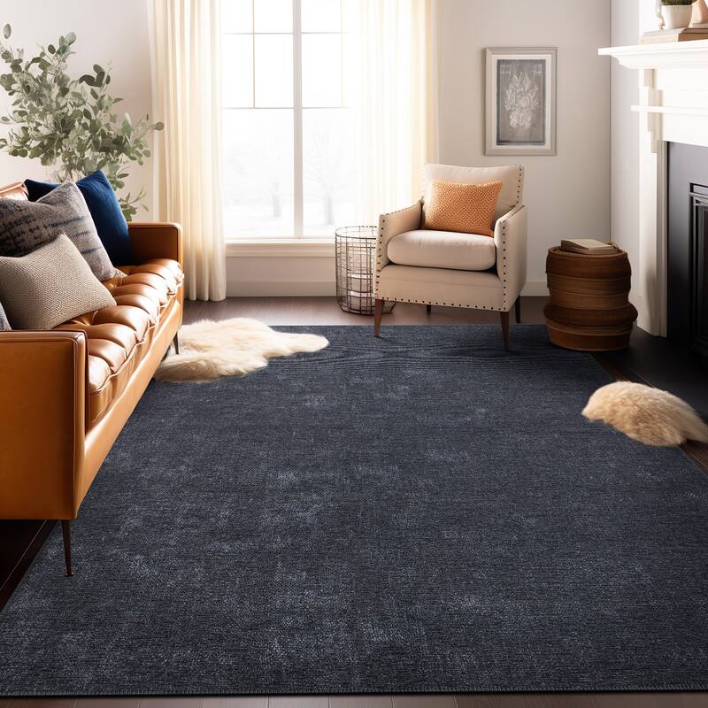 Contemporary Solid Machine Washable Area Rug